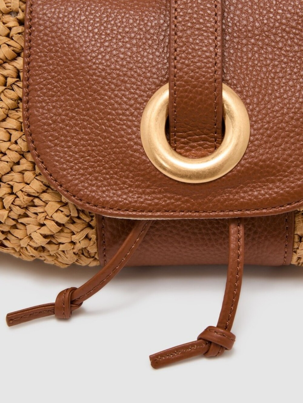 Reiss Lori Raffia-Effect and Leather Shoulder Bag in Natural - Picture 7 of 14